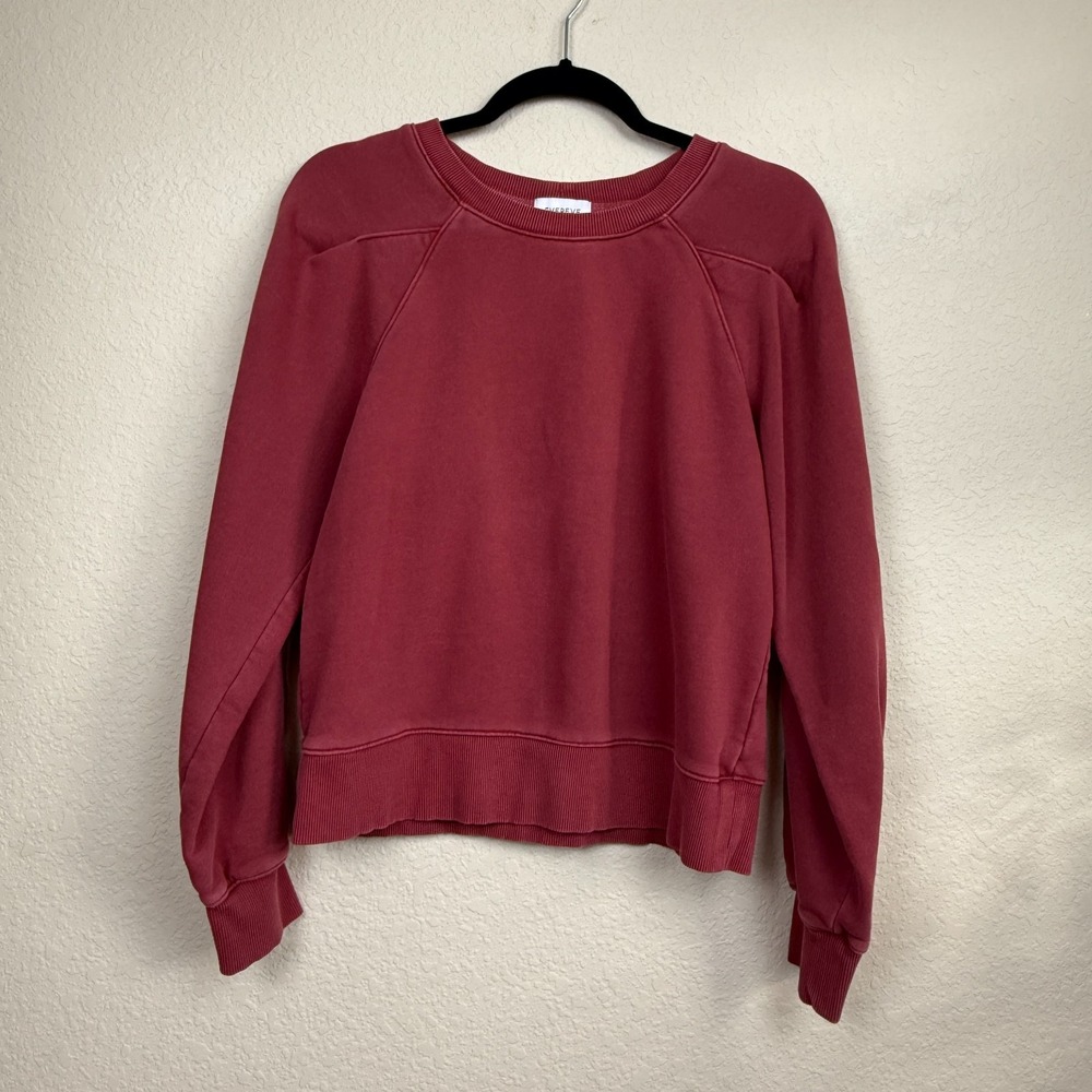 Evereve Heritage Sweatshirt Red Cotton Blend Classic Staple Medium Vintage